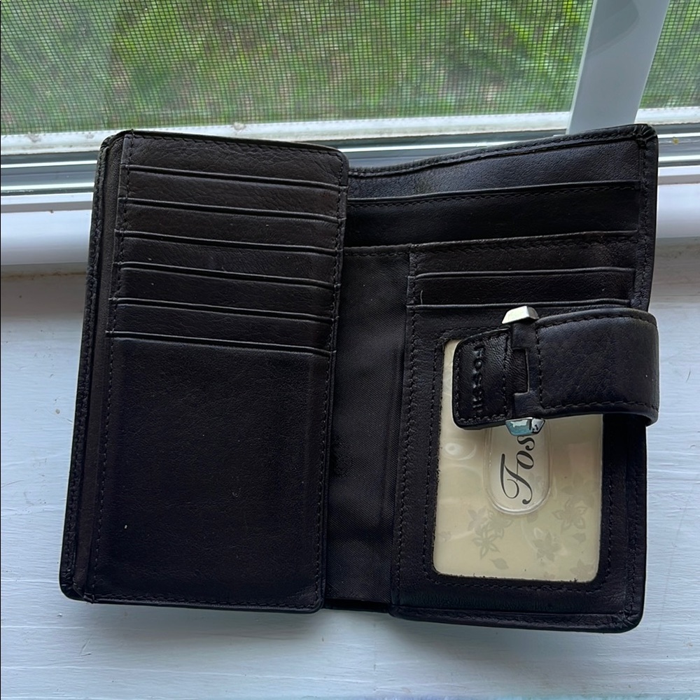 Fossil Dark Leather Wallet with Buckle - Picture 2 of 5